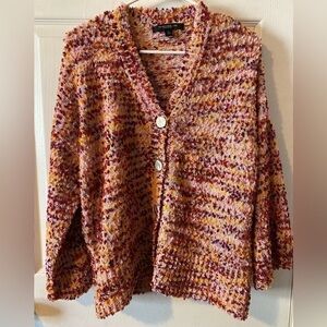 Andrew Marc M Cardigan New‎ York Sweater Raspberry Spice Confetti Buttons